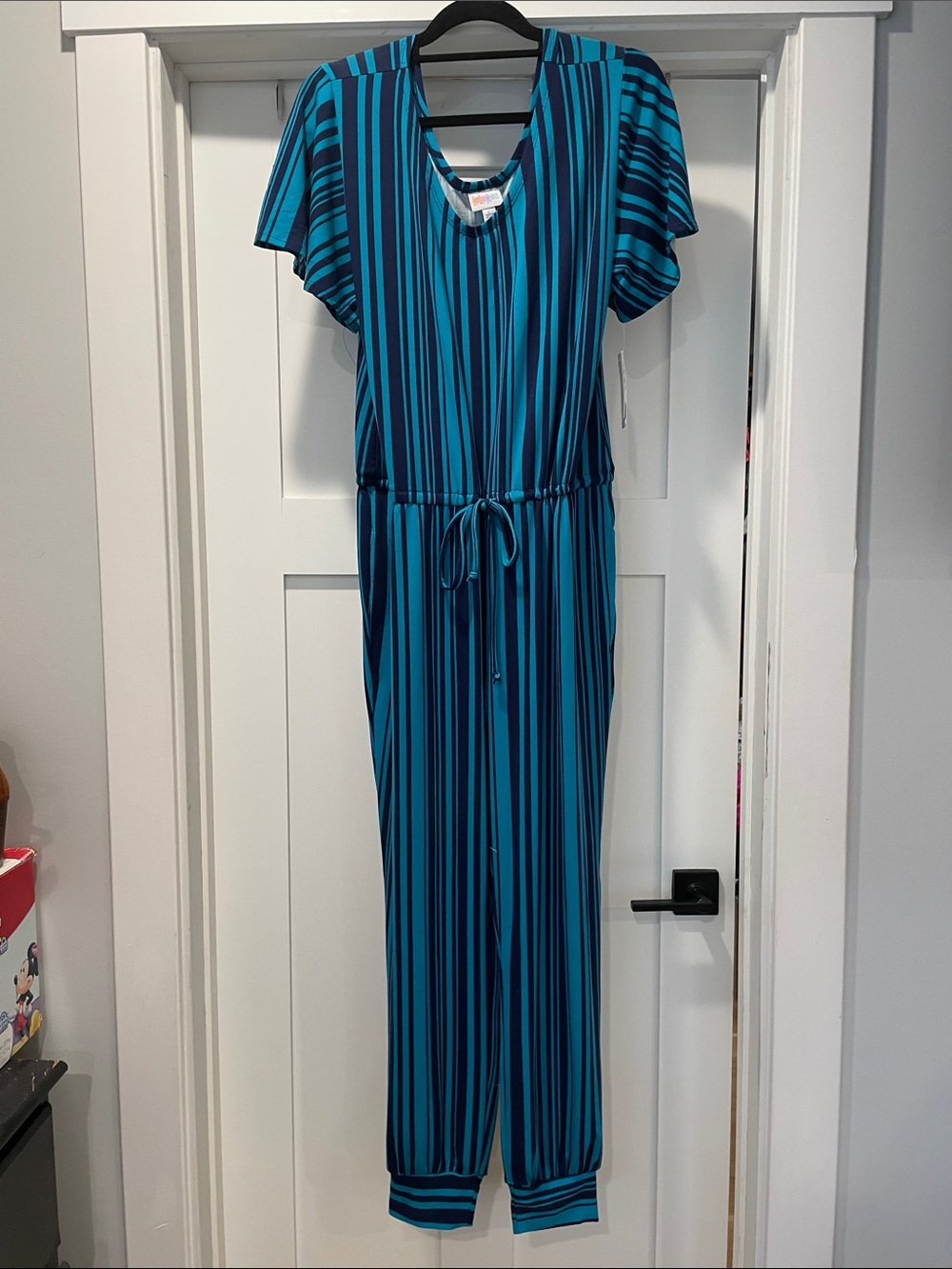 LuLaRoe Teal and Navy Striped One-Piece - NWT size large